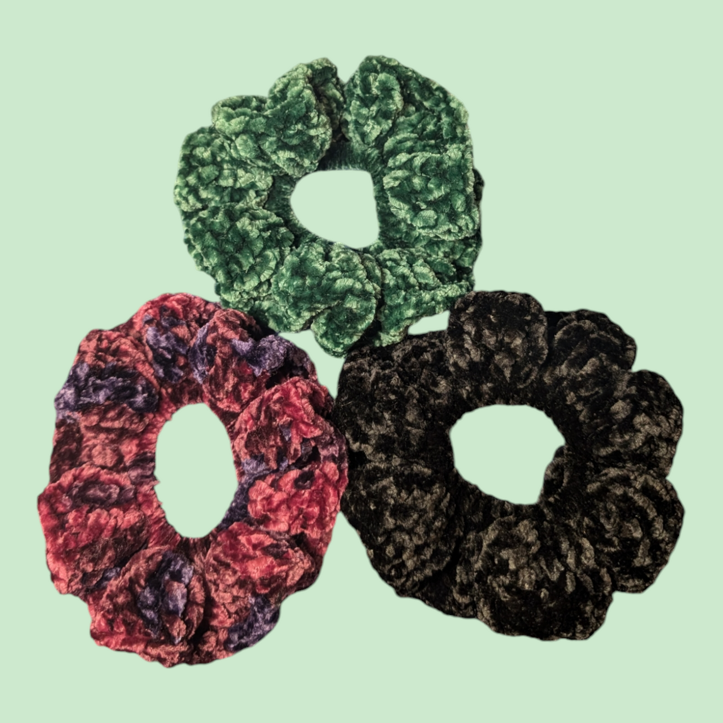 Crocheted Velvet Scrunchies